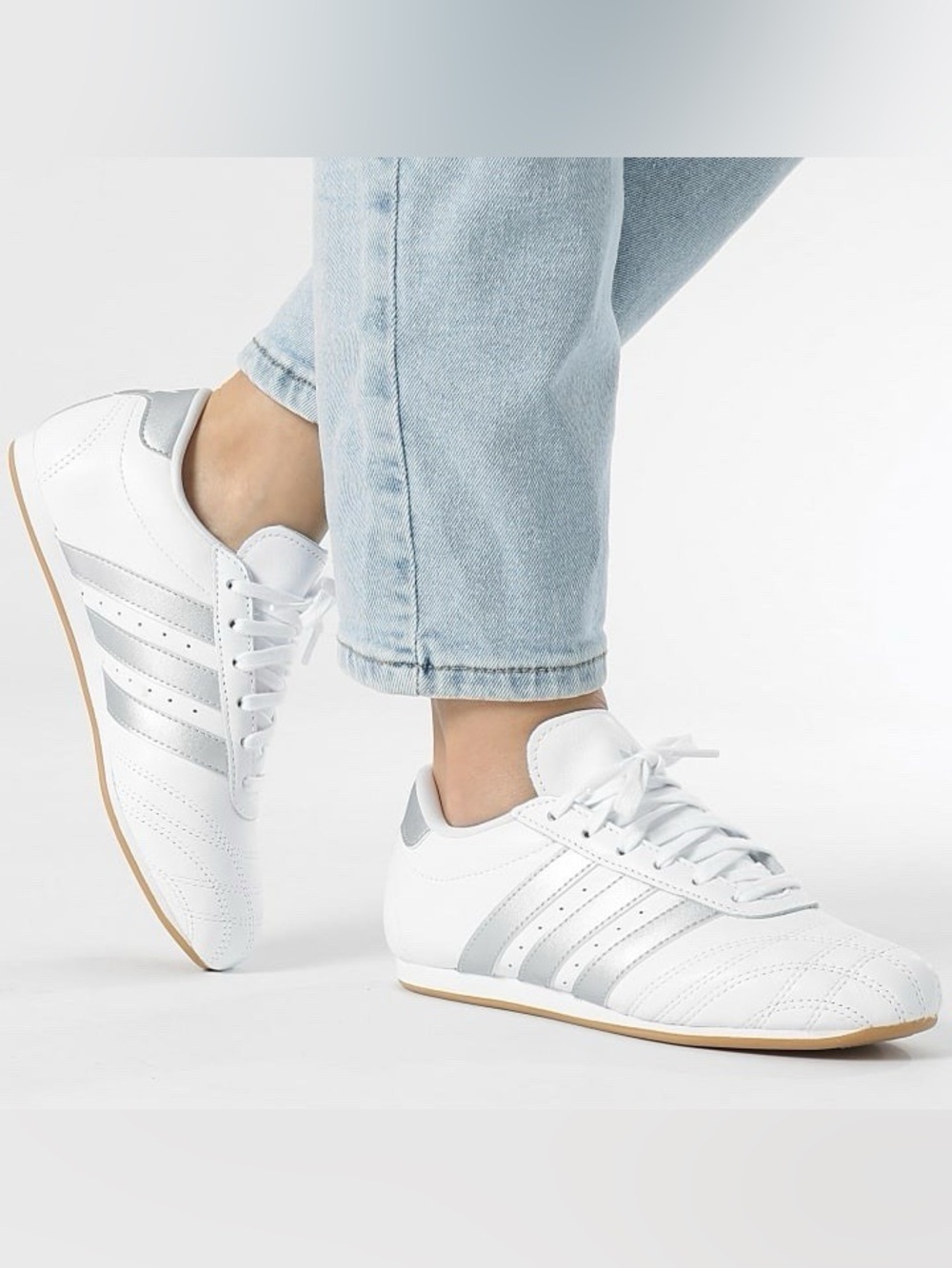 Taekwondo Lace up adidas shoes white silver